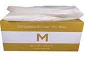 MPH FP COMPOSTABLE BIN LINER 120L WHITE 900MM X 1330MM X 30 MU PACK  25