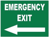 SIGN EMERGENCY EXIT LEFT ARROW 240 X 300MM
