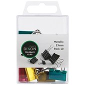 FOLDBACK CLIPS METALLIC 19MM PACK  10 DIXON