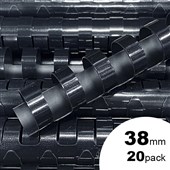 GBC PLASTIC BINDING COMB ROUND 21 LOOP 38MM A4 BLACK PACK 20