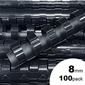 FELLOWES BINDING COILS PLASTIC A4 21 LOOP 8MM BLACK PACK 100