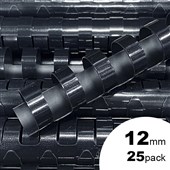 FELLOWES BINDING COILS PLASTIC A4 21 LOOP 12MM BLACK BOX 25
