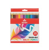 COLOURED ERASABLE PENCILS ASSORTED PACK 24