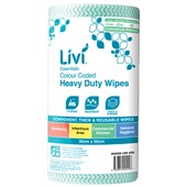 LIVI COMMERCIAL WIPES GREEN ROLL 90 SHEETS