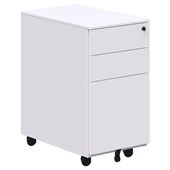 METALICON CUBE PEDESTAL SLIM 2 DRAWER 1 FILE POWDERCOAT W300 X D500 X H575MM WHITE
