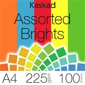 KASKAD COLOUR ME COLOURED PAPER A4 225GSM 5 COLOUR BRIGHTS ASSORTED COLOURS PACK 100