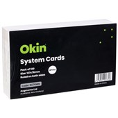 OKIN SYSTEM CARDS 76 X 127MM WHITE PACK 100