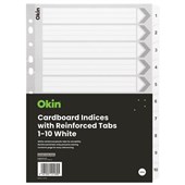ICON CARDBOARD INDICES REINFORCED 110 TABS A4 WHITE