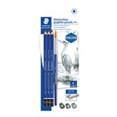 STAEDTLER MARS LUMOGRAPH AQUARELL PENCILS PACK 3 PLUS BRUSH