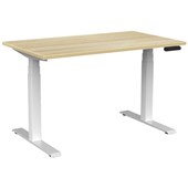 KNIGHT VELOCITY 3 COLUMN ELECTRIC SINGLE SIDED DESK W1200 X D700 X H6101270MM WHITE FRAME ATLANTIC OAK TOP