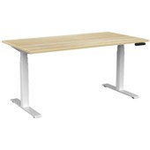 KNIGHT VELOCITY 3 COLUMN ELECTRIC SINGLE SIDED DESK W1500 X D800 X H6101270MM WHITE FRAME ATLANTIC OAK TOP