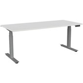 KNIGHT AGILE HEIGHT ADJUSTABLE DESK ELECTRIC 3 STAGE W1800 X D800MM X H6501290MM SILVER FRAME WHITE TOP