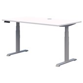RAPID PREMIUM ELECTRIC DESK 1500 x 800MM SNOW VELVET TOP SILVER BASE