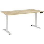 KNIGHT HAVEN ELECTRIC DESK W1500 X D800 X H6301280MM WHITE FRAME ATLANTIC OAK TOP