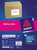 AVERY 936086 J8168 SHIPPING LABEL INKJET 2UP WHITE PACK 50 SHEETS