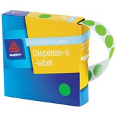 AVERY 937297 ROUND LABEL DISPENSER 24MM FLUORO GREEN BOX 350