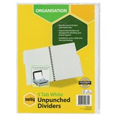 MARBIG MANILLA DIVIDER UNPUNCHED 5 TAB A4 WHITE