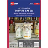 AVERY 980021 L7126 BLANK PRINTABLE LABELS SQUARE LASER 20UP CRYSTAL CLEAR PACK 10