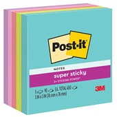 POSTIT 6545SSMIA SUPER STICKY NOTES 76 X 76MM SUPERNOVA NEONS PACK 5