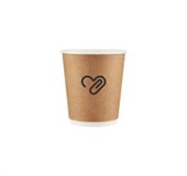 8OZ DOUBLE WALL KRAFT HEART PE PAPER CUPS 280ML 90MM DIA PACK  25