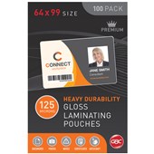 GBC LAMINATING POUCH 125 MICRON 64 X 99MM CLEAR PACK 100