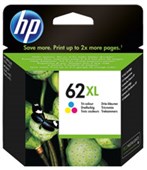 HP C2P07AA 62XL INK CARTRIDGE HIGH YIELD TRI COLOUR PACK CYANMAGENTAYELLOW