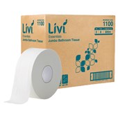 LIVI ESSENTIALS 1100 JUMBO TOILET ROLL 2PLY 300M CARTON 8