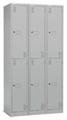 PRECISION CLASSIC STORAGE LOCKER 2 TIER BANK OF 3 W900 X D457 X H1800MM SILVER GREY