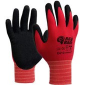 RED RAM SAFETY GLOVES POLYAMIDE WITH SANDY LATEX COATING SIZE 6 XSMALL RED AND BLACK