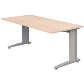 ACCENT ENERGY DESK POWDERCOAT D800 X W1500 X H710MM SILVER FRAME REFINED OAK  TOP