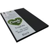 TROPHEE COLOURED PAPER A4 80GSM BLACK PACK 100