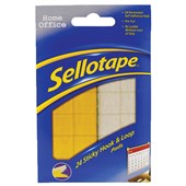 SELLOTAPE STICKY HOOK AND LOOP PADS PERMANENT 20MM SQUARES PACK 24