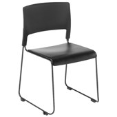 EDEN SLIM VISITOR CHAIR STACKABLE LINKABLE BLACK FRAME WITH BLACK VINYL