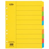 ICON CARDBOARD DIVIDER EXTRA WIDE 10 TAB A4 COLOURED