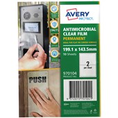 AVERY PROTECT ANTI MICROBIAL PERMANENT FILM 2UP A4 PACK 10