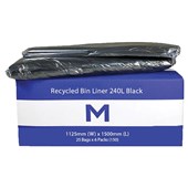 MPH RECYCLED BIN LINER 240L 1125X1500MM 30MU BLACK PACK 25