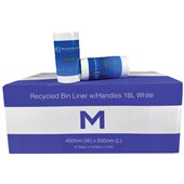 MPH RECYCLED BIN LINER WITH HANDLES 18L 450 X 500MM 15MU WHITE PACK 50