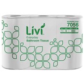 LIVI EVERYDAY TOILET TISSUE 1 PLY 850 SHEETS PACK 6