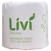 LIVI EVERYDAY WRAPPED TOILET TISSUE 2 PLY 400 SHEETS CARTON 48