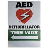 DEFIBRILLATOR THIS WAY LEFT ARROW SIGN A3