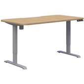 DUO II ELECTRIC DESK  W1800 X 800MM SILVER FRAME CLASSIC OAK TOP RADIUS CORNERS