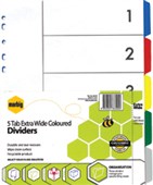 MARBIG PP DIVIDER EXTRA WIDE 5 TAB A4 ASSORTED