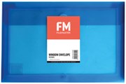 FM DOCUMENT WALLET REUSABLE WINDOW FOOLSCAP BLUE