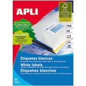 APLI 2411 GENERAL USE LABELS SQUARE CORNERS 10UP 99 X 57MM A4 WHITE 100 SHEETS