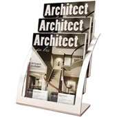 DEFLECTO BROCHURE HOLDER CURVED 3POCKET 3TIER A4 SILVERCLEAR