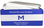 FP RECYCLED BIN LINER 72L WHITE 700MM X 900MM X 40MU PACK  50 MPH