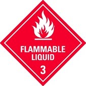 HAZARDOUS SUBSTANCES SIGN  FLAMMABLE 3 SINGLE SIDED 250MM X 250MM SELF ADHESIVE