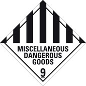 DANGEROUS GOODS LABEL MISCELLANEOUS DANGEROUS GOODS CLASS 9 100 X 100MM ROLL  500