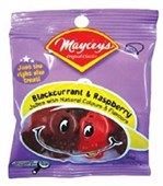 LOLLIES SMILEY BLACKCURRANT  RASPBERRY JUBES 24 BAGS  BOX MAYCEYS