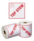 HANDLING LABEL TOP STOW WHITE  RED 99MM X 99MM ROLL  500